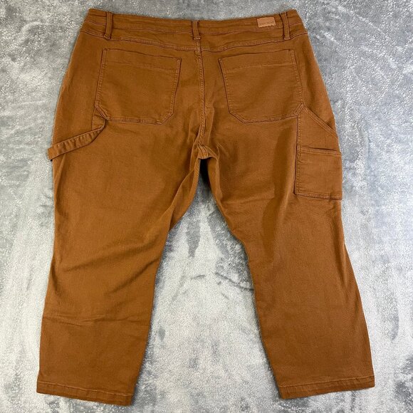 Judy Blue Carpenter Jeans Women's 24W Slim Fit Brown Stretch Utility Workwear - Picture 3 of 16